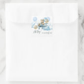 Teddy Bear Air Plane Baby shower Vierkante Sticker (Tas)