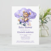 Teddy Bear Airplane Boy Baby shower Invitation Kaart (Staand voorkant)