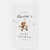 Teddy Bear & Airplane Welkom Baby shower Acryl Bord (Hoek)