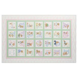 Teddy Bear Alphabet Cheater Quilt Patroon Stof