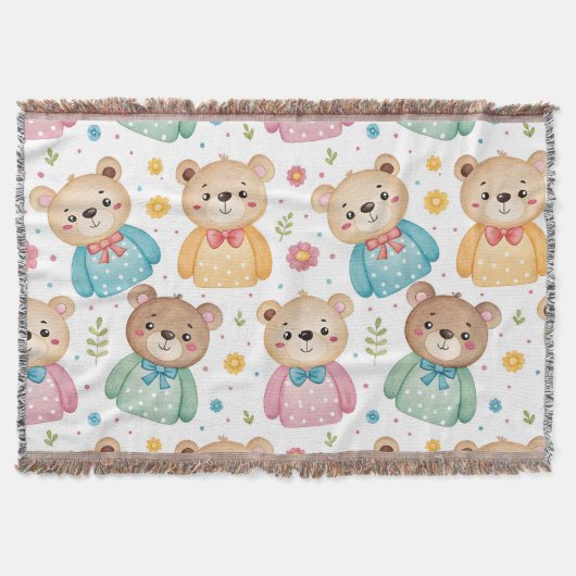 Teddy bear and flowers deken (Voorkant)