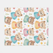 Teddy bear and flowers fleece deken (Voorkant (Horizontaal))