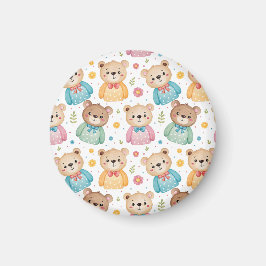 Teddy bear and flowers magneet