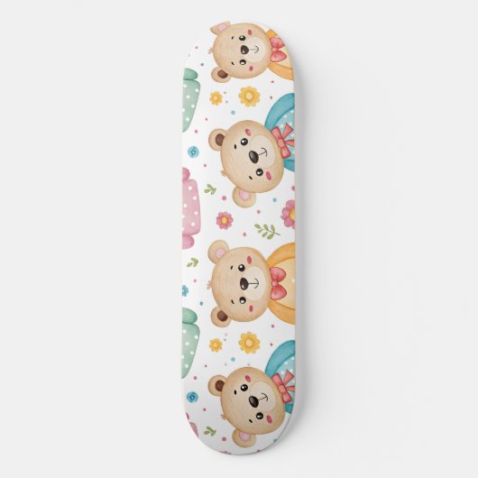 Teddy bear and flowers skateboard (Voorkant)