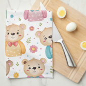 Teddy bear and flowers theedoek (Quarter Fold)