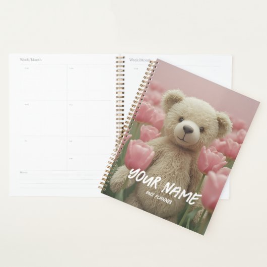 Teddy Bear and Pink Tulip Planner Gentle Planning (Devant avec enveloppe)