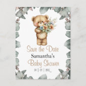 Teddy Bear Aquarelle Blanc la carte postale Date (Devant)