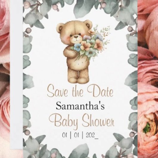 Teddy Bear Aquarelle Blanc la carte postale Date