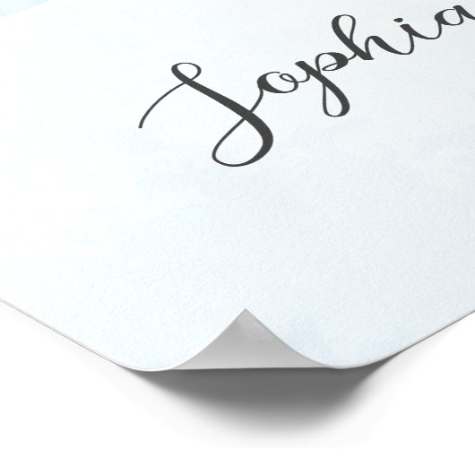 Teddy Bear Aquarelle Boy Baby shower Affiche de bi (Coin)