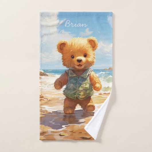 Teddy Bear Art Beach Serviette pour enfants (Serviette à main)