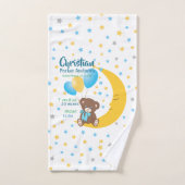 Teddy Bear assis sur la Lune Baby Birth Statistiqu (Serviette à main)