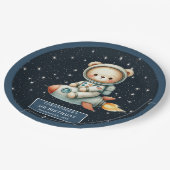 Teddy Bear Astronaut Baby Boy Verjaardag Custom Papieren Bordje (Gekanteld)