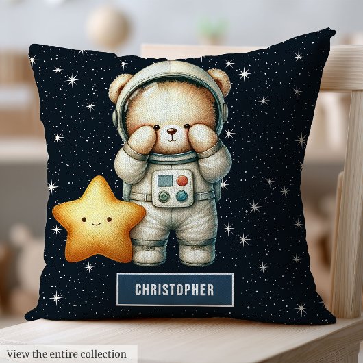 Teddy Bear Astronaut Coussin Baby Boy Nursery Déco