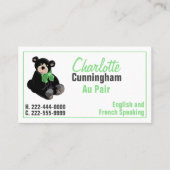 Teddy Bear Au Pair Carte de visite personnalisé (Devant)