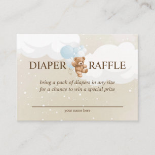 Teddy Bear avec Blue Balloons Diaper Carte Raffin