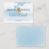 Teddy Bear avec Blue Balloons Diaper Carte Raffin (Devant / Derrière)