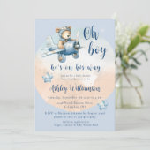 Teddy Bear Aviator Oh Boy Baby shower Invitation (Debout devant)
