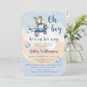 Teddy Bear Aviator Oh Boy Baby shower Invitation (Debout devant)