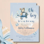 Teddy Bear Aviator Oh Boy Baby shower Uitnodiging