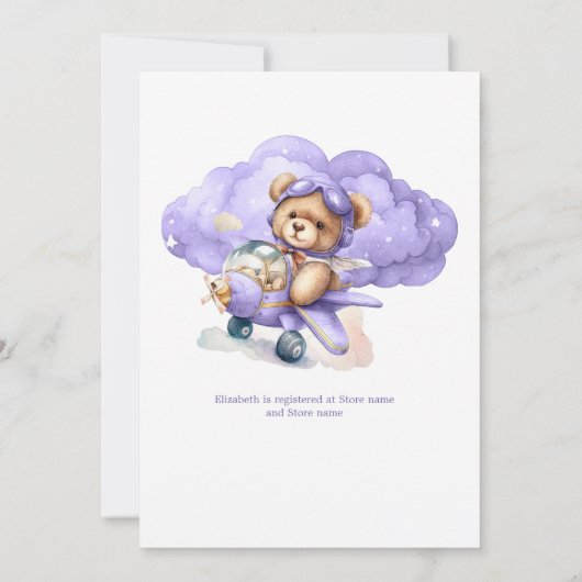 Teddy Bear Avion Boy Baby shower Invitation (Dos)