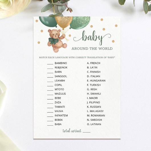 Teddy Bear Baby Autour Du Monde Carte Baby shower