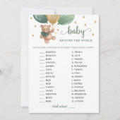 Teddy Bear Baby Autour Du Monde Carte Baby shower (Devant)