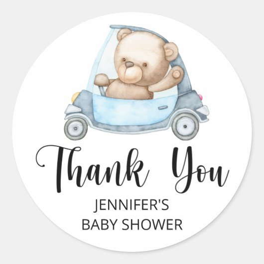 Teddy Bear Baby Baby shower Classic Round Sti Ronde Sticker (Voorkant)