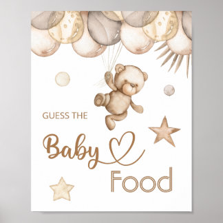 Teddy Bear Baby Beer "Raad het Baby eten" Poster