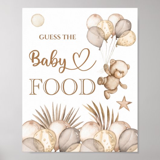 Teddy Bear Baby Beer "Raad het Baby eten" Poster (Voorkant)