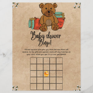 Teddy Bear Baby Bingo Baby shower Game