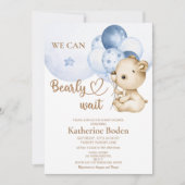 Teddy Bear Baby Boy Baby shower Invitation (Devant)