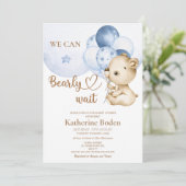 Teddy Bear Baby Boy Baby shower Invitation (Debout devant)
