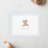 Teddy Bear Baby Boy Baby shower Notitiekaartje (Voorkant / Achterkant in situ)