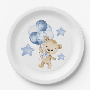 Teddy Bear Baby Boy Baby shower Papieren Borden Bordje