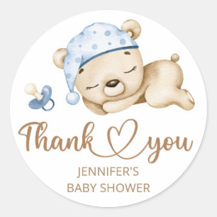 Teddy Bear Baby Boy Baby shower Ronde Sticker