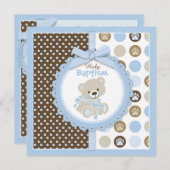 Teddy Bear Baby Boy Baptism Blue Kaart (Voorkant / Achterkant)