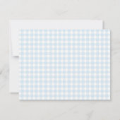 Teddy Bear Baby Boy blauw en wit Gingham Border Bedankkaart (Achterkant)
