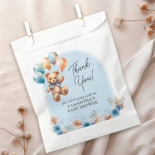 Teddy Bear Baby Boy Dank je Baby shower Bedankzakje