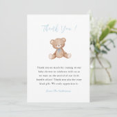 Teddy Bear Baby Boy douche Bedankt kaart (Staand voorkant)