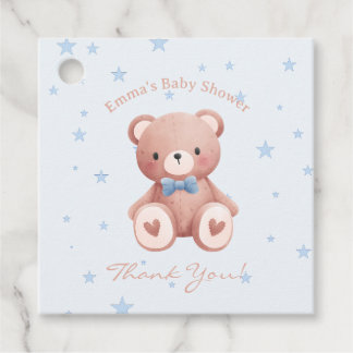 Teddy Bear Baby Boy Shower - Soft Blue Stars Bedankjes Labels