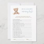 Teddy Bear Baby Boy Shower spel Kaart (Voorkant)