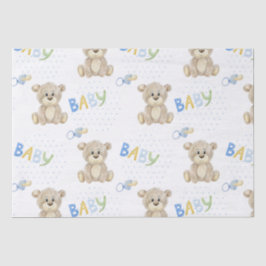 Teddy Bear Baby Boy Waterverf Baby shower Tissuepapier