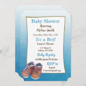 Teddy Bear Baby Chaussures Bébé Douche Invitations (Devant / Derrière)