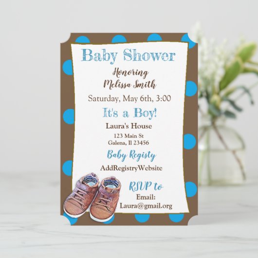 Teddy Bear Baby Chaussures Bébé Douche Invitations (Debout devant)