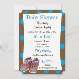 Teddy Bear Baby Chaussures Bébé Douche Invitations