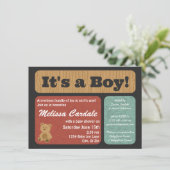 Teddy Bear Baby Douche Invitations Garçon (Debout devant)