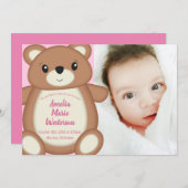 Teddy Bear Baby Faire-part de naissance (Devant / Derrière)