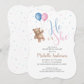 Teddy Bear Baby Genre Révéler Shower Invitation (Devant / Derrière)