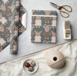 Teddy Bear Baby Girl Baby shower Cadeaupapier