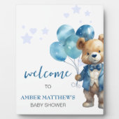 Teddy Bear Baby Jongen Douche Fotoplaat (Voorkant)